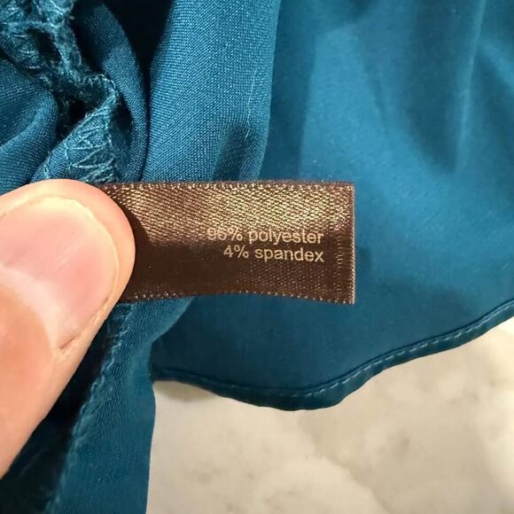 The Limited Cold Shoulder Cinched Waist Relaxed Blouse Women's Small Solid Teal - Picture 7 of 7